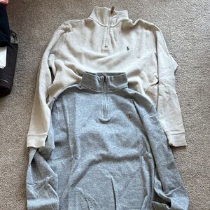 Ralph Lauren Cream and Gray Quarter-Zip Pullovers